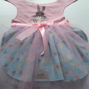 Pink & Turquoise Bunny Dress With Tulle (Girl)