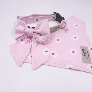 Pink Daisy Collar, Girly Bow & Bandana (Girl)